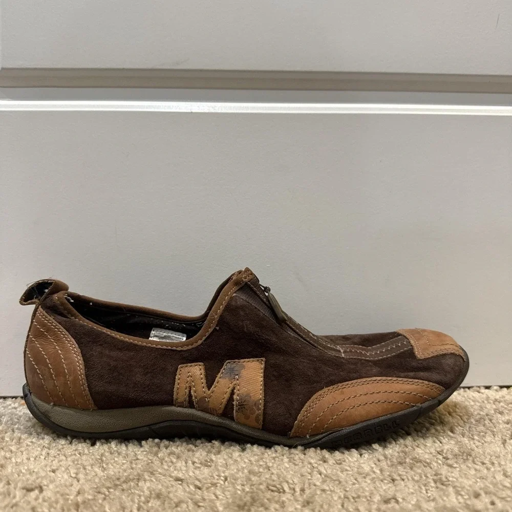 Merrell Barrado Shoes Womens Size 10 Brown Leather Zip Casual Comfort Sneakers